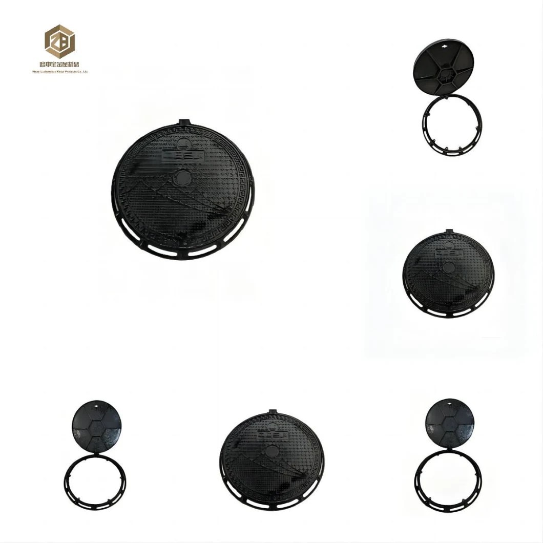 En124 B125-D400 700× 800× 50mm Luzhongbao Customizable Rain Gutter Epoxy Coating Ductile Iron Casting Iron Recessed Manhole Covers