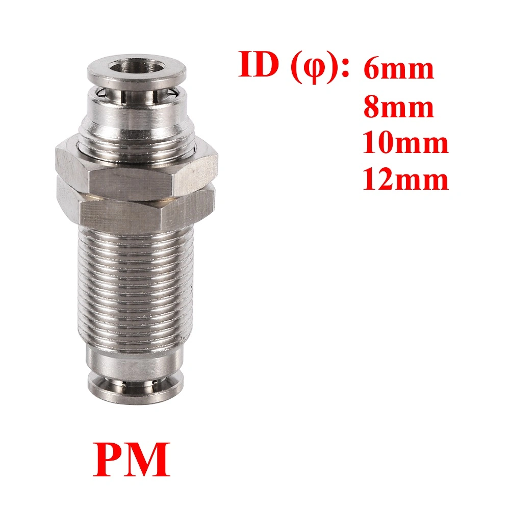 6/8/10/12mm Pm Air Hose Quick Connector Pneumatic Pipe Fitting Bulkhead Fitting Adapter Joint