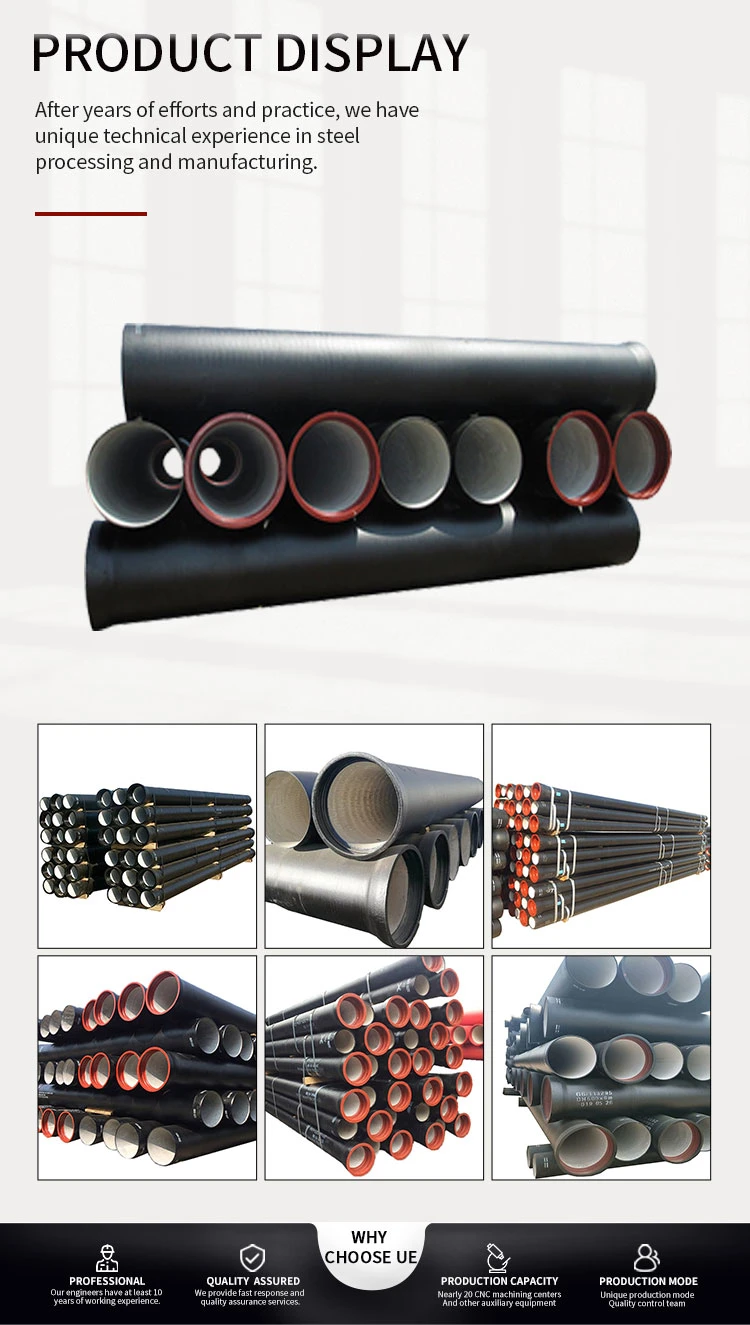 ISO2531 En545 En598 Municipal Water Supply Cast Iron Pipe K9 K7 K8 DN80 DN100 DN800 C30 C25 C40 Ductile Iron Pipe Fitting Price